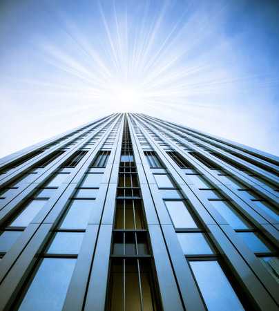 Modern glass silhouettes of skyscrapersの写真素材