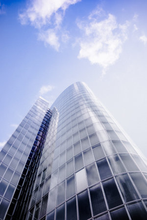 Abstract building. blue glass wall of skyscraperのeditorial素材