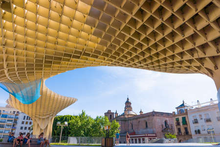 SEVILLA,SPAIN -MAY 09 : Metropol Parasol in Plaza de la Encarnacion on May 09, 2015 in Sevilla, Spain. J. Mayer H. architects, it is made from bonded timber with a polyurethane coatingのeditorial素材