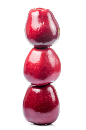 fresh red apples  isolated on white.  Red apple on white backgroundの写真素材