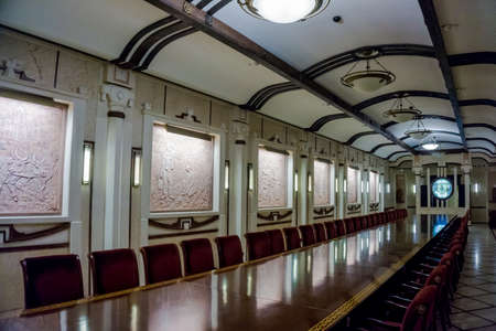CRICOVA, MOLDOVA - JANUARY 03: Underground wine sampling hall on January 03, 2015. The wine cellars of Cricova is second largest wine cellar in Moldovaのeditorial素材