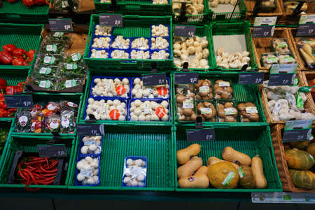 Vegetable stand.  Fresh and organic vegetables at farmers market .の写真素材