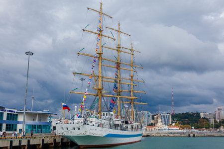 RUSSIA, SOCHI - SEPTEMBER 21, 2016 :SCF Black Sea Tall Ships Regatta 2016. Organised by Sail Training Internationalのeditorial素材