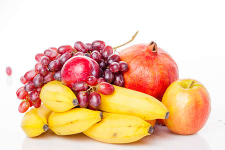 Fresh fruits isolated on a white . Set of different fresh fruitsの写真素材