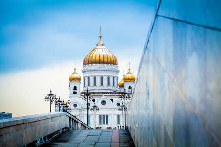 view of Moscow Cathedral of Christ the Savior in Moscow, Russiaの写真素材