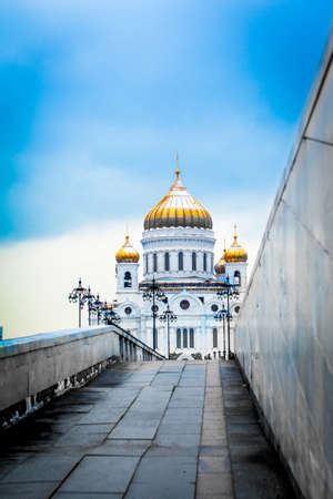 view of Moscow Cathedral of Christ the Savior in Moscow, Russiaの写真素材