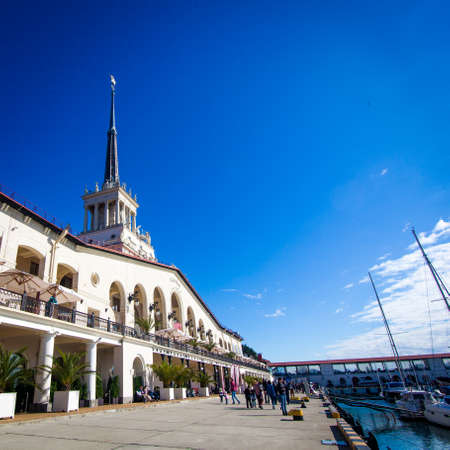 Sochi, Russia - Oktober 15, 2016: Marine station Port of Sochi, Krasnodar Krai, Russia .Seaport in Sochi. Russiaのeditorial素材