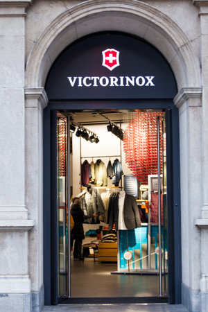 Switzerland, Zurich, November 04 2016: A retail outlet for Victorinox.  Victorinox invented the Original Swiss Army Knife and generates sales of about 500 million Swiss francsのeditorial素材
