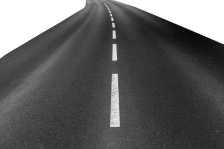 Black asphalt road isolated on white backgroundの写真素材
