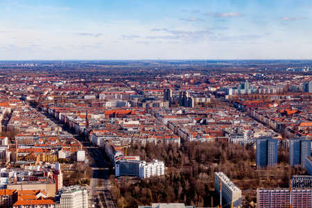 BERLIN, GERMANY - MARCH 22, 2015: Aerial bird eye view of the city of Berlin Germany. Berlin skylineのeditorial素材