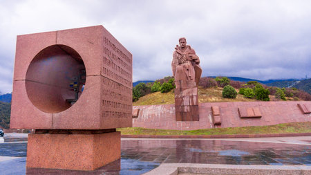 a monument to the sailors of the revolution near the highway in Novorossiysk city in  Russia.の写真素材