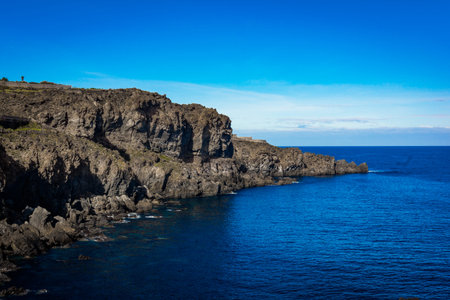 Tenerife,Canary Islands,Spain. View on rocky cliffs and oceanの写真素材