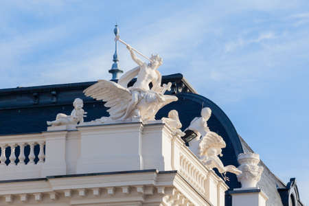 sculpture on the top of the Zurich Opera House buildingのeditorial素材