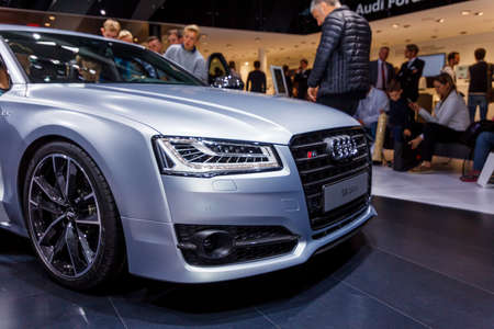 FRANKFURT - SEPTEMBER 22, 2015: Audi shown at the 66th IAA (Internationale Automobil Ausstellung) on September 22, 2015 in Frankfurt, Germanyのeditorial素材