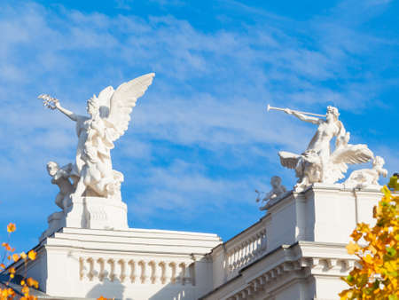 sculpture on the top of the Zurich Opera House buildingのeditorial素材