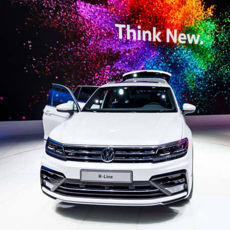 FRANKFURT, GERMANY - SEPTEMBER 23, 2015: Volkswagen Tiguan R-Line presented on the 66th International Motor Showのeditorial素材