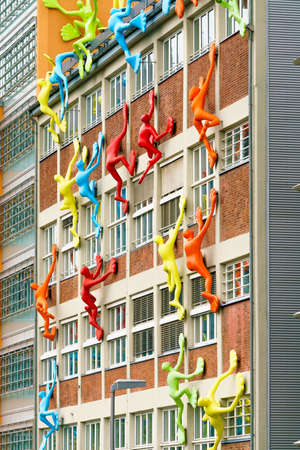 DUSSELDORF, GERMANY - APRIL  14, 2017: modern architecture at Media Harbour. Medienhafen business and office district in Dusseldorfのeditorial素材