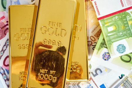 Finance background with money and gold. Finance conceptの写真素材