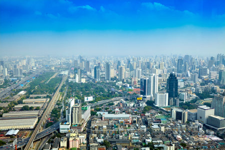 Bangkok Cityscape, Business district with high buildingのeditorial素材