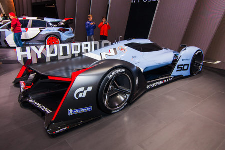 FRANKFURT, GERMANY - September 23, 2015:  Hyundai N 2025 Vision Gran Turismo presented on the 66th International Motor Show in the Messe Frankfurtのeditorial素材
