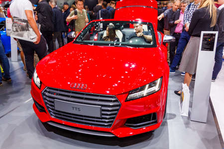 FRANKFURT - SEPTEMBER 22, 2015: Audi shown at the 66th IAA (Internationale Automobil Ausstellung) on September 22, 2015 in Frankfurt, Germanyのeditorial素材