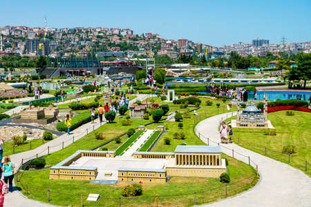 ISTANBUL, TURKEY - 12 JULY, 2017: Miniaturk is a miniature park in Istanbul, Turkey. The park contains 122 models. Panoramic view of Miniaturkのeditorial素材