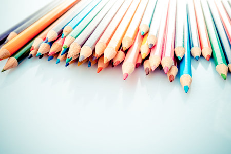 Abstract art background. many colored pencils