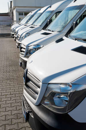 MOENCHENGLADBACH, GERMANY - APRIL 30, 2017: Mercedes Benz showroom.  cars in the row in exhibition pointのeditorial素材