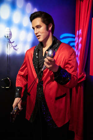 Amsterdam, Netherlands - September 05, 2017:Wax figure of Elvis Presley singer in Madame Tussauds Wax museum in Amsterdamのeditorial素材