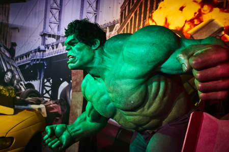 Amsterdam, Netherlands - September 05, 2017: Hulk, Bruce Benner, Marvel section, Madame Tussauds wax museum in Amsterdamのeditorial素材