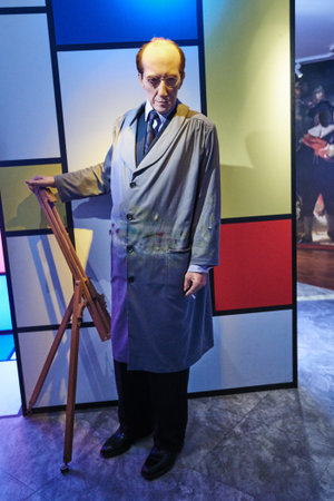 Amsterdam, Netherlands - September 05, 2017: Piet Mondrian, the painter, in Madame Tussauds museum in Amsterdamのeditorial素材