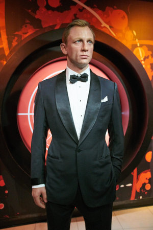 Amsterdam, Netherlands - September 05, 2017: Wax figure of Daniel Craig as James Bond 007 agent in...