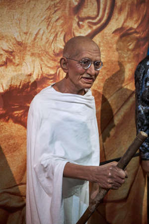 Amsterdam, Netherlands - September 05, 2017: Mahatma Ghandi Madame Tussauds wax museum in Amsterdamのeditorial素材