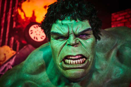 Amsterdam, Netherlands - September 05, 2017: Hulk, Bruce Benner, Marvel section, Madame Tussauds wax museum in Amsterdamのeditorial素材