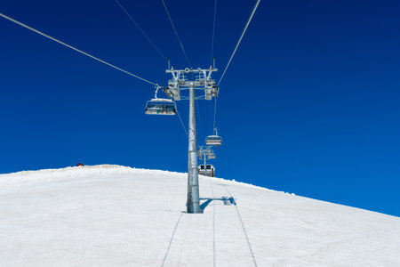 Funicular in ski resort at winter