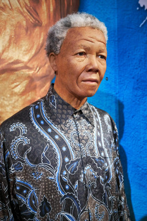 Amsterdam, Netherlands - September 05, 2017: Nelson Mandela model at the Amsterdam Madame Tussauds wax museumのeditorial素材