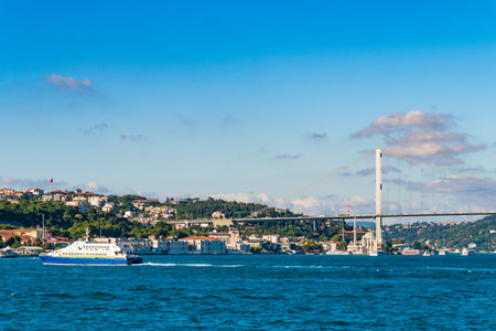 Istanbul Bosphorus and Bridge View. Bosporus bridge connecting Europe and Asia in Istanbulの写真素材