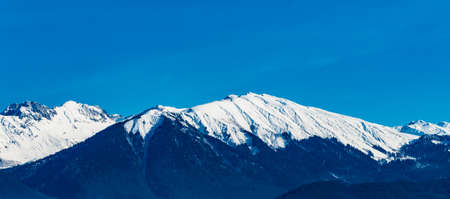 Caucasus mountains. Mountains with snow in winterの写真素材