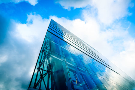 View of a modern glass skyscraper. modern office buildingsの写真素材
