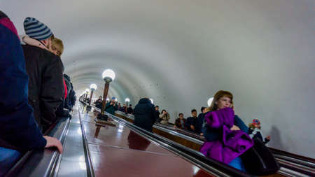 MOSCOW, RUSSIA - NOVEMBER 22, 2016: Arbatskaya metro station. It is one of oldest stations of Moscow metro, was open in 1935のeditorial素材