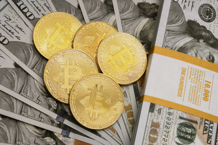cryptocurrency concept. Virtual Coins Bitcoins