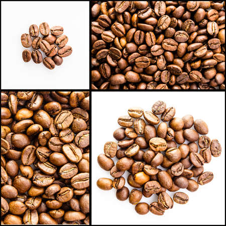 coffee beans . coffee background.  coffee beans collageの写真素材