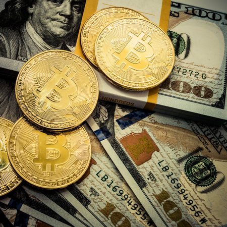 cryptocurrency concept. Virtual Coins Bitcoinsの写真素材