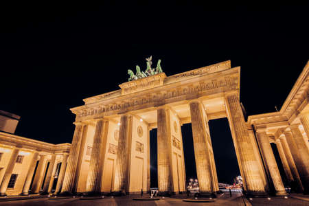 brandenburg gate in berlin, germany, at nightのeditorial素材