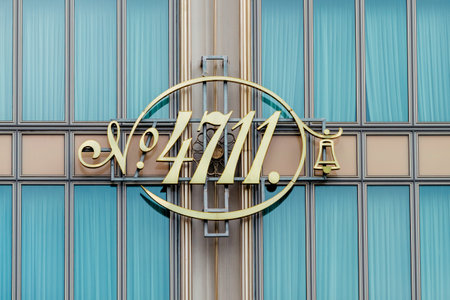 COLOGNE, GERMANY - FEBRUARY 12, 2018:  4711 Store Logo. 4711 brand.  Cologne perfume shopのeditorial素材