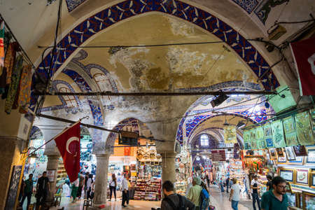 ISTANBUL, TURKEY - July 12, 2017: Grand Bazar in Istanbul, Turkey. Interior view of the Grand Bazaarのeditorial素材
