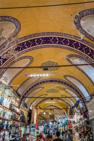 ISTANBUL, TURKEY - July 12, 2017: Grand Bazar in Istanbul, Turkey. Interior view of the Grand Bazaar