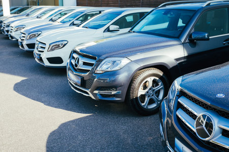MOENCHENGLADBACH, GERMANY - APRIL 30, 2017: Office of official dealer Mercedes-Benz. Mercedes-Benz...