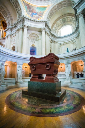 PARIS, FRANCE - February 14, 2018 : Grave of the Napoleon, Cathedral of Saint-Louis des Invalides