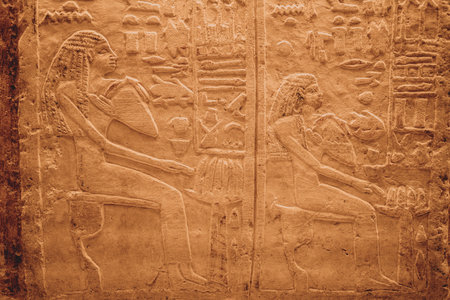 Egyptian hieroglyphs on the wall